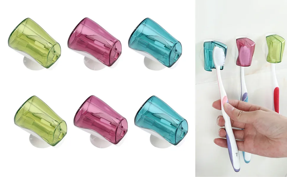 Xrten 6 Pack Toothbrush Case with Suction Cup Toothbrush Head Covers Toothbrush Protective Case for Travel and Bathroom - product information 1