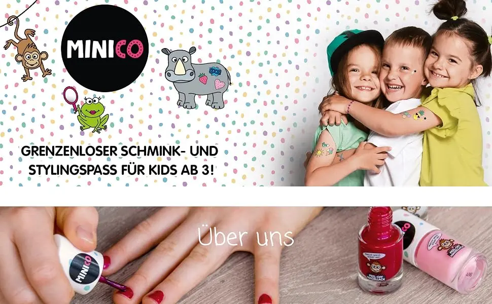 Minico Premium Kinder Nailack pink pull-out dermatological-tested child-friendly sustainable vegan water base peel-off can be removed - product information 1