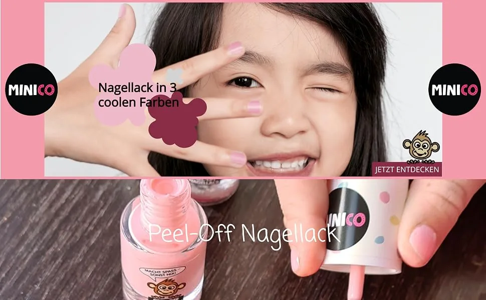 Minico Premium Kinder Nailack glitter pull-out dermatological-tested child-friendly sustainable vegan water base peel-off can be removed - product information 2