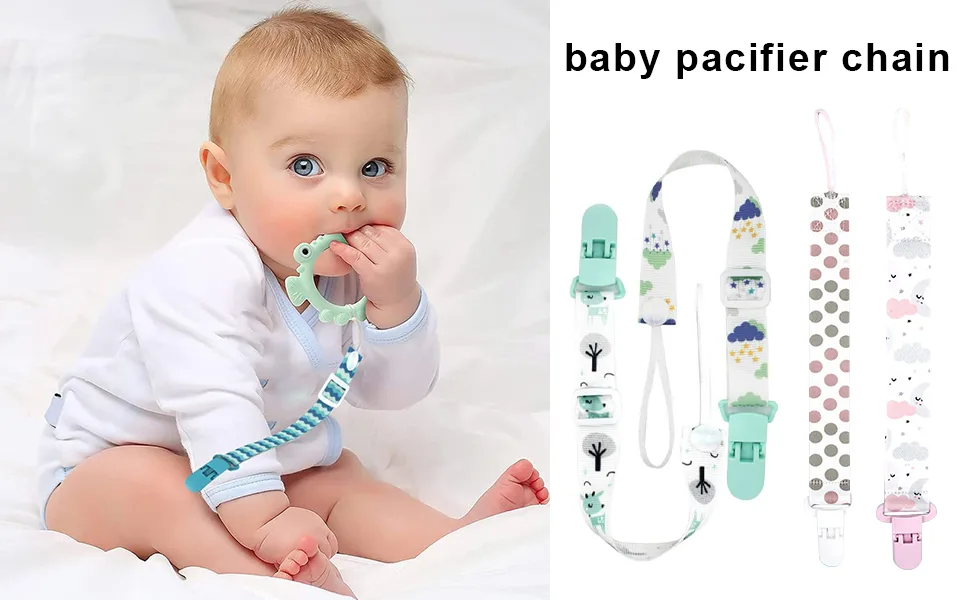 Pack of 4 baby pacifier clip pacifier with holder multi-colored washable pacifier chain (blue) - product information 1
