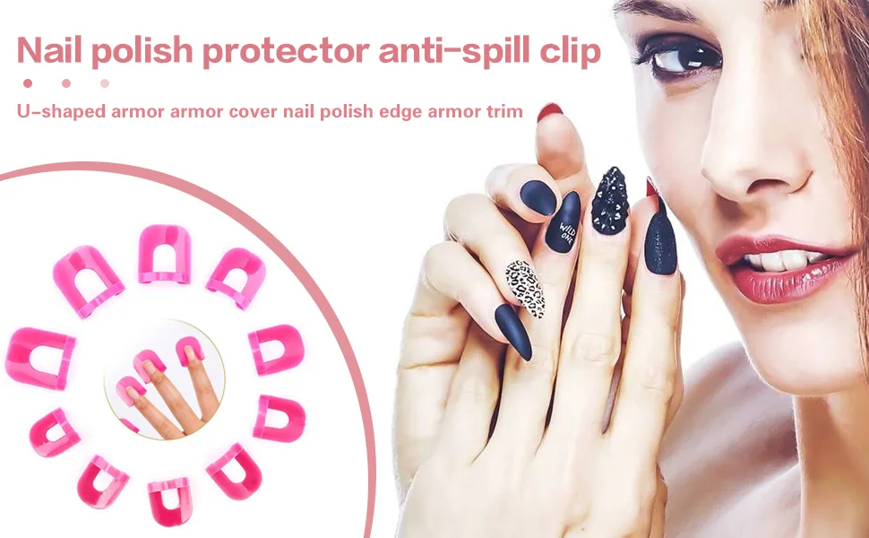 USTNIR 26 Pcs Nail Polish Stencil Reusable Nails Edge Skin Barrier Kit Polish Correctors - product information 1
