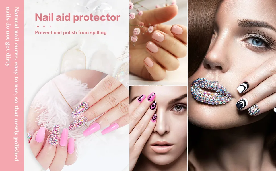 USTNIR 26 Pcs Nail Polish Stencil Reusable Nails Edge Skin Barrier Kit Polish Correctors - product information 4