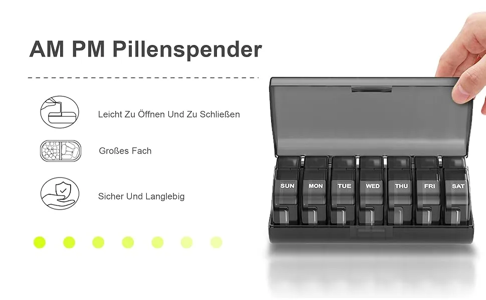 Partier tablet box 7 days German Pillendose 7 days weeks tablet box tablet box 7 days small oak to open for 1 piece (7 Pack) - Tablettenbox