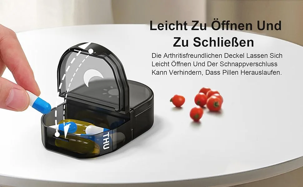 Partier tablet box 7 days German Pillendose 7 days weeks tablet box tablet box 7 days small oak to open for 1 piece (7 Pack) - Tablettenbox