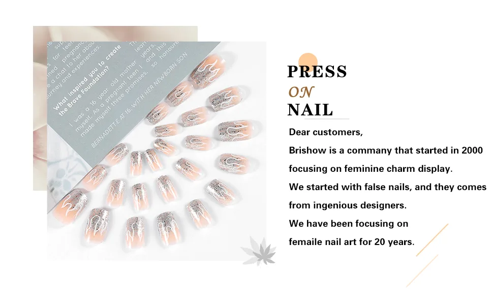 Brishow Short Artificial Nails Flame Press on Nails Sparkle Press on Nails 24pcs for Women and Girls - Brishow Künstliche Nägel
