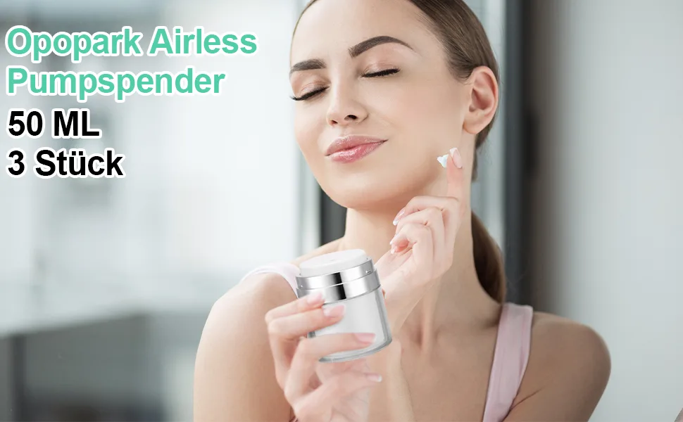 Opopark Airless Pump Dispenser 50ml 3 Pack Airless Pump Dispenser Cream Dispenser Refillable Pump Container for Travel Home Use - Airless Pumpspender 50ml