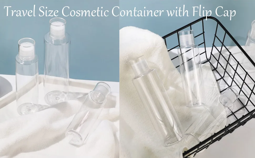 Vasana 3PCs 5oz Transparent double cap plastic empty bottle opening the travel cosmetic vial tank with flip cap test tube. - Kosmetikbehälter
