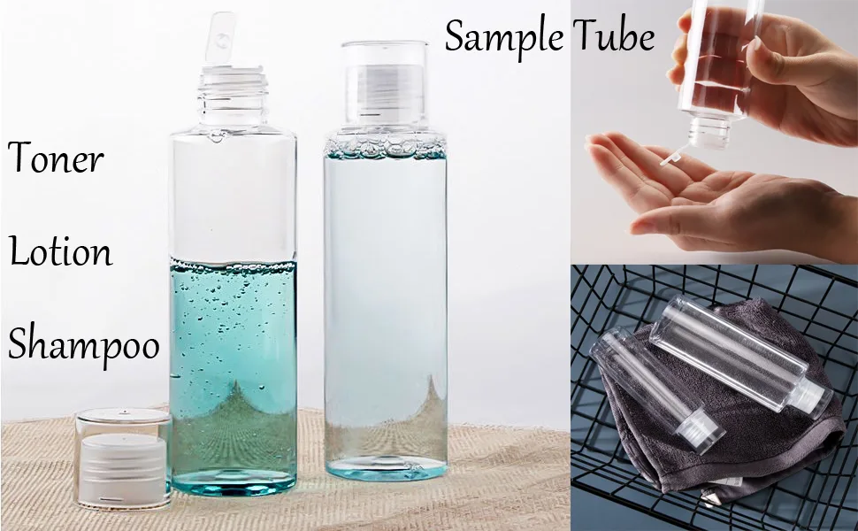 Vasana 3PCs 5oz Transparent double cap plastic empty bottle opening the travel cosmetic vial tank with flip cap test tube. - Toner-Lotion-Flasche