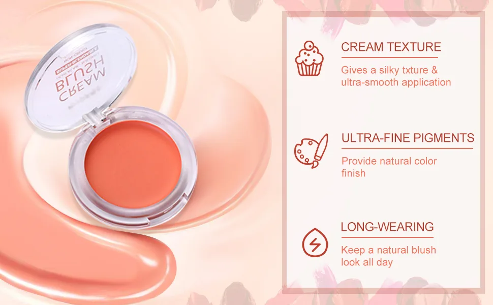 Allbestaye Blush Cream Natural Glow Shimmer Blusher Makeup Smooth Lightweight Cheek Rouge 105# 1 piece (1 pack) - rouge flüssig