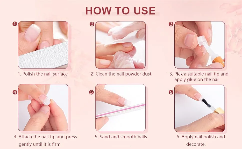 500pcs Short Square Artificial Nails Transparent with Box 10 Sizes A-short square-transparent - Kunstnagel