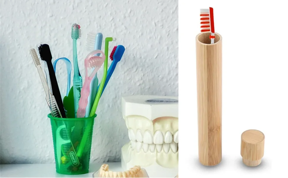 FTVOGUE Wooden Toothbrush Case Portable Eco-Friendly Bamboo Toothbrush Travel Protective Box - ahnbürstenetui aus Holz