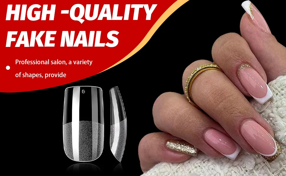500 pieces of nail tips wrong nails tip set full cover tips for gelails clear acrylic nails artificial fingernails 12 sizes for nail studios and DIY nail art (medium square) 500PCS square - product information 1