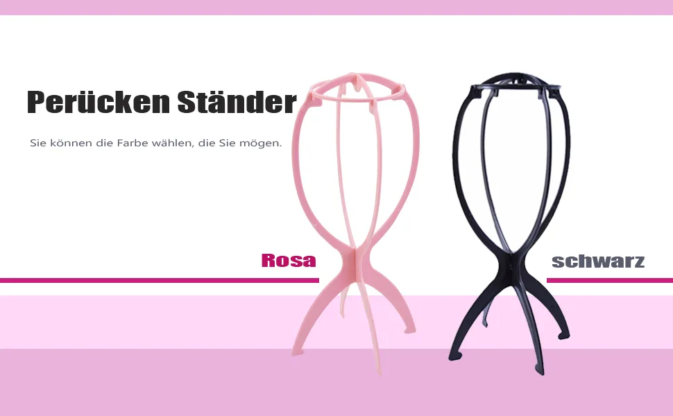 2 Pack Plastic Wig Stand 36.7 cm Foldable Wig Stand Wig Display Tool (Pink) - Perückenständer aus Kunststoff Faltbarer Perückenständer Perücken Anzeige Tool