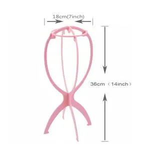 2 Pack Plastic Wig Stand 36.7 cm Foldable Wig Stand Wig Display Tool (Pink) - Perückenständer aus Kunststoff Faltbarer Perückenständer Perücken Anzeige Tool