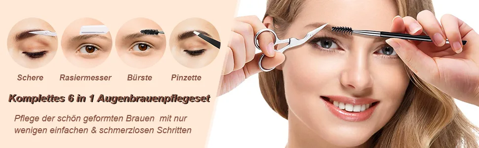 Fitdon eyebrows set stainless steel tweezers & eyebrow scissors & eyebrow brush with spooler & 3 pieces of eyebrows razor 6PCs - Usage