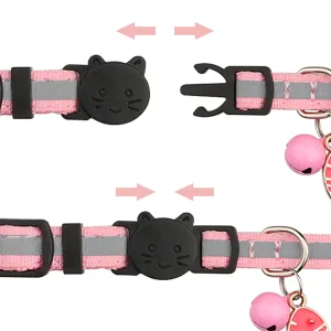 Diyife Airtag cat neck band 2-pack reflective GPS light tracker cat neck bands with Airtag case quick lock bell 20-33 cm adjustable for cats kitten blue & pink - product information 5
