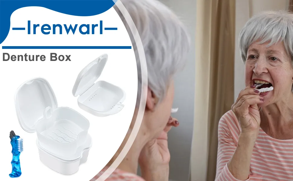 Dental Prosthetic Box Set orthodontic retainer Prosthetic teeth Storage case Prosthetic cleaning set Prosthetic Halter Container for travel (2-case with brush) - product information 1