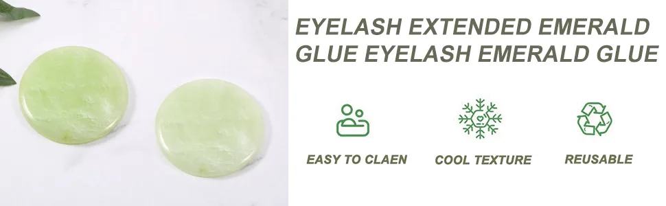 LEBQ 2 Pack Eyelash Extension Jade Stone Glue Lashes Jade Stone Glue Palette Fake Eyelash Base 2 Inch - product information 2