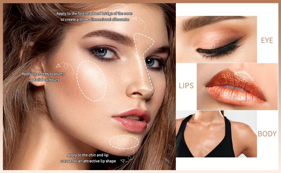 Highlighter stick with brush highlight liquid for the cheeks long -lasting and smooth creamy formula liquid highlighter highlighter wall 04 8 ml (1 Pack) - product information 2