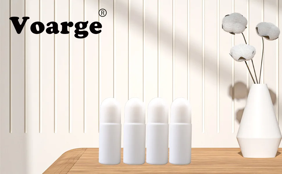 Voarge 4 pieces 50ml plastic empty roller bottles roll on bottles aromatherapy bottles with roller ball for fragrance oil perfume travel bottling (white) - product information 1