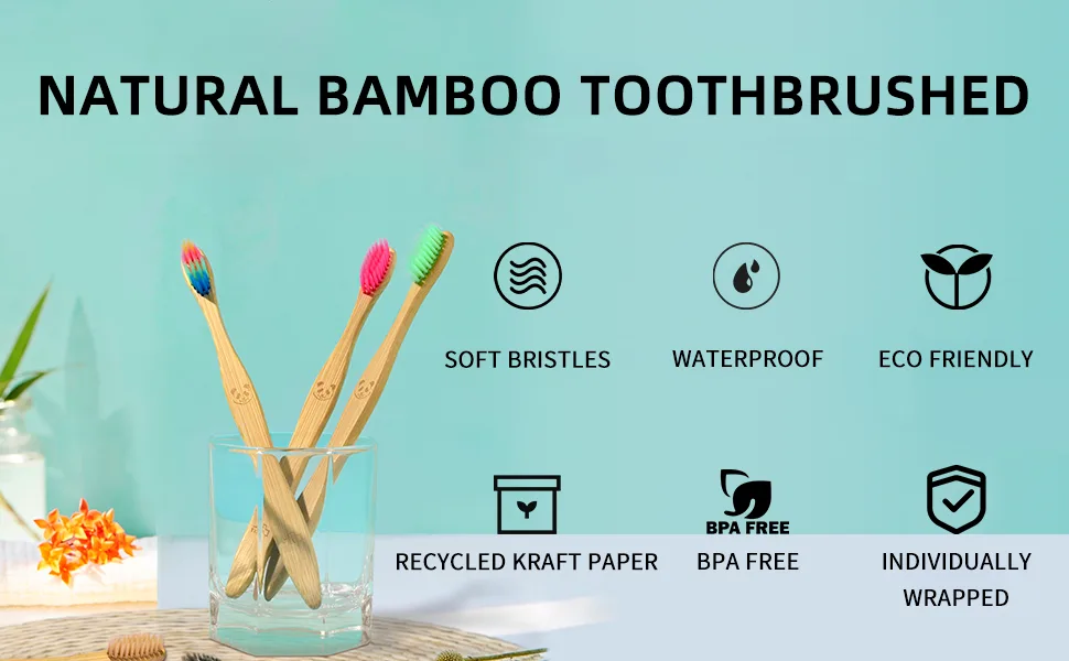 12 Pack Bamboo Toothbrushes with Soft Bristles Natural Eco Friendly Biodegradable Charcoal Toothbrushes Colorful 12 pcs - product information 2