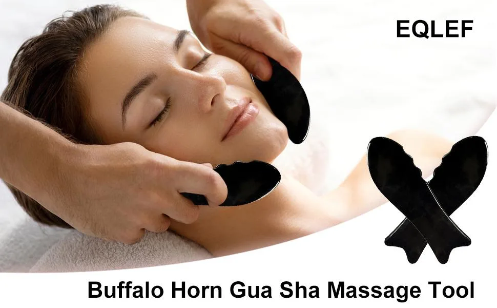 Horn Gua Sha Buffalo Horn Gua Sha Guasha Massage Tool Board Fish Shape (2 Pack A) - gua sha schaber