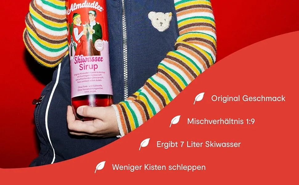 Almdudler Skiwasser Sirup - 1 x 700 ml raspberry lemon beverage syrup - results in approx. 7 liter soda - ski huts lemonade ski water 700 ml (1 Pack) - Ski2