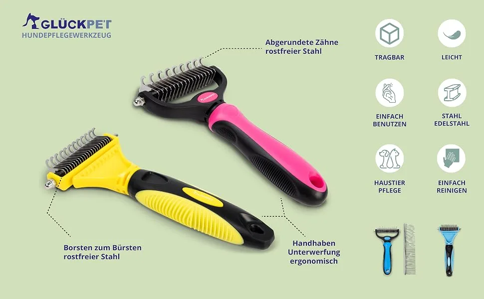 GL CKPET dog brush for removing undercoat de-matting curry comb blue with comb CE certificate - Intro