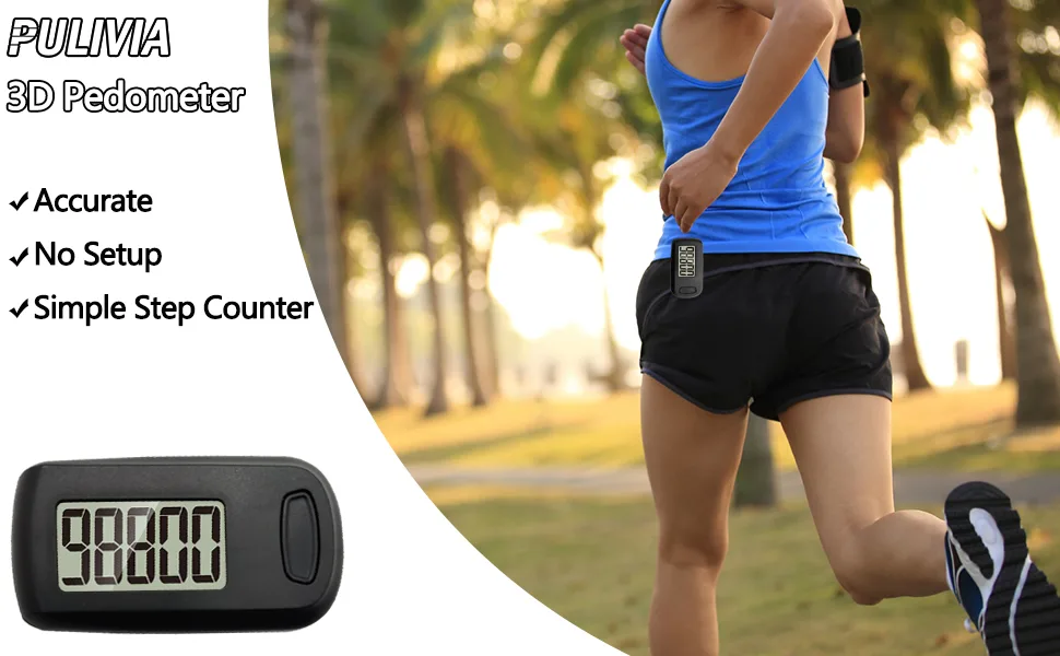Pulivia Pedometer 3D Step Counter for Walking Accurate Step Counter Pedometer with Clip and Lanyard Simple Pedometer for Elder Kids Men Women - PULIVIA 3D-Schrittzähler-Schrittzähler