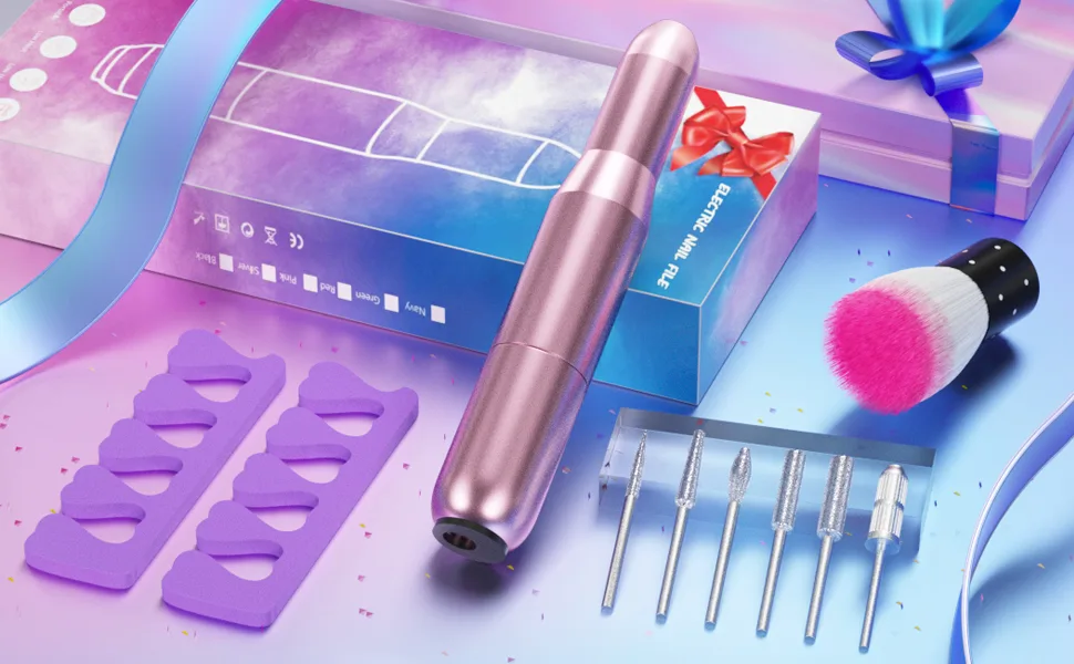 Electric Nail Drill, Portable Electric Nail File, Professional Acrylic Nail Drill Nail Drill Machine for Manicure, Pedicure pink - nail drill