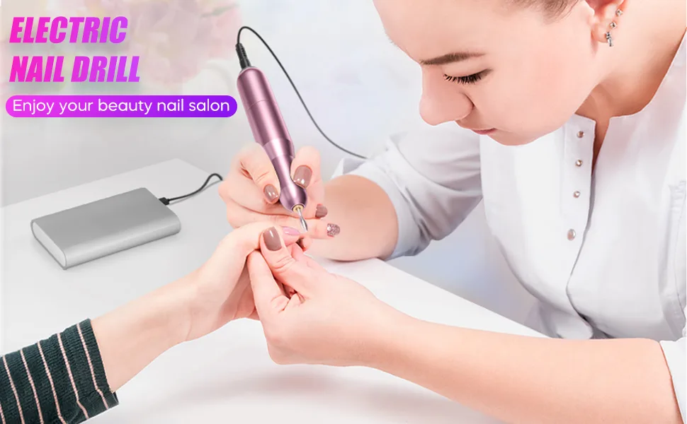 Electric Nail Drill, Portable Electric Nail File, Professional Acrylic Nail Drill Nail Drill Machine for Manicure, Pedicure pink - nail drill