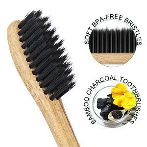12 pieces of environmentally friendly charcoal toothbrushes natural bamboo |Biologically degradable toothbrush with soft bristles (12 pack) black 12 PCs - product information 3