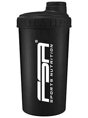 FSA Nutrition Protein Shaker 700 ml with measuring scale and screw cap for diet and protein shakes BPA free Black - FSA Nutrition Proteinshaker