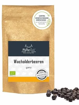 Juniper berries completely from wild collection juniper premium organic quality 200g - by Pfefferdieb 200 g (1 pack) - Wacholderbeere Wacholderbeeren Pfefferdieb Bio-Wacholderbeeren Wildgewürz Wild-Gewürz Ganze