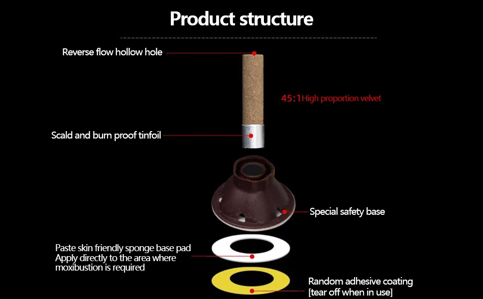 Eight Space 60 Pcs Original Pure Moxibustion Pillar 5 Years Chen Purity 45:1 Ratio with Self-Adhesive Large Candle Base - product information 5