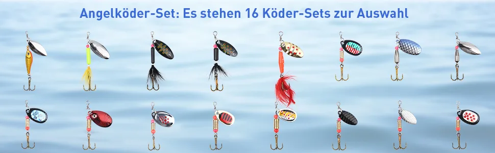 Vicloon Spinner Blinker Set 16 pieces of fishing baits with triplets hook sequins artificial bait for trout perch salmon pike wallelye - Vicloon Spinner Blinker Set-2