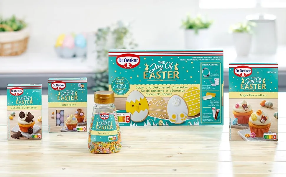 Dr.Oetker The Joy of Easter Back and Decorating Set Easter cookies: Set with Easter egg cutter baking mix decor fondant and sugar script for the Easter biscuit 488 g - Oster-Dekor Ideen