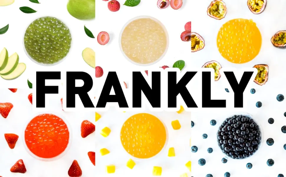 FRANKLY Popping Boba - For bubble tea yoghurt cakes and desserts (peach 450g) - Frankly Popping Boba