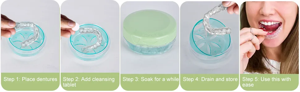 Didatool prosthetic dose leak -proof storage case for dentures portable denture can with mirror and user storage layer ideal for trips and daily use (green) - prothesenbox