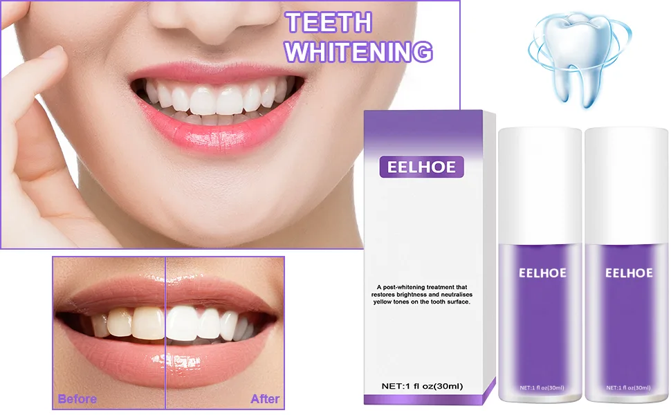 Purple Teeth Whitening Toothpaste Teeth Cleansing Cleanspaste purple toothpaste white teeth toothed tooth pasta intensive stain removal (2PCs) - purple teeth whitening toothpaste