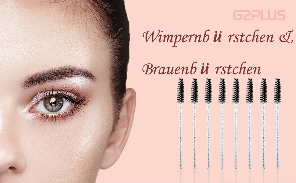 G2plus 300 pieces disposable eyelash brush crystal eyelash brushes eyelash applicator brush for mascara eyelash extension 300 pieces (1 Pack) glitter black - Schwarz Einweg Kristall Wimpernbürstchen
