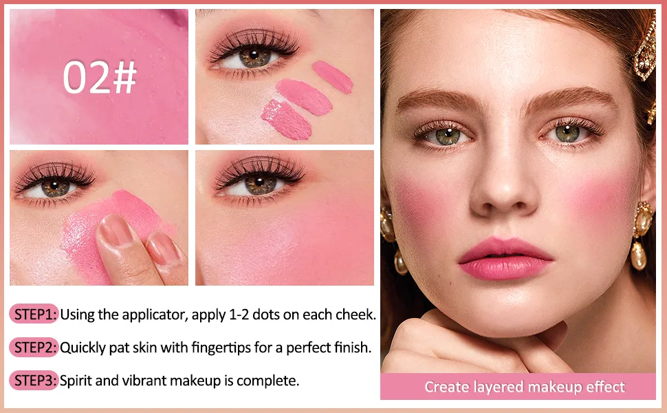Erinde soft Pinch Dewy Liquid Cream Blush Soft Velvet Silk Texture Long Lasting Buildable and Blendable Moisturising Face Blusher Pen for Cheeks 01# 1 piece (2 Pack) - liquid blush blush makeup liquid makeup cream blush, liquid blush bulk