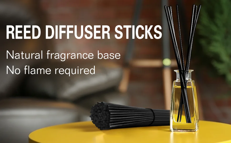FEPITO 150 Pcs Black Rattan Sticks Aroma Sticks Diffuser Sticks Wood Oil Black 150 Pieces (Pack of 1) - Black Reed Diffuser Sticks