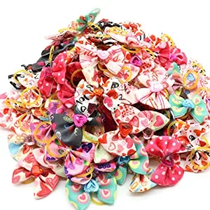 Carykon Pet Hair Bows with Elastic Band for Yorkie Small Dogs Assorted Colors 50pcs - Warenpräsentation