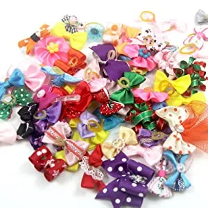 Carykon Pet Hair Bows with Elastic Band for Yorkie Small Dogs Assorted Colors 50pcs - Warenpräsentation