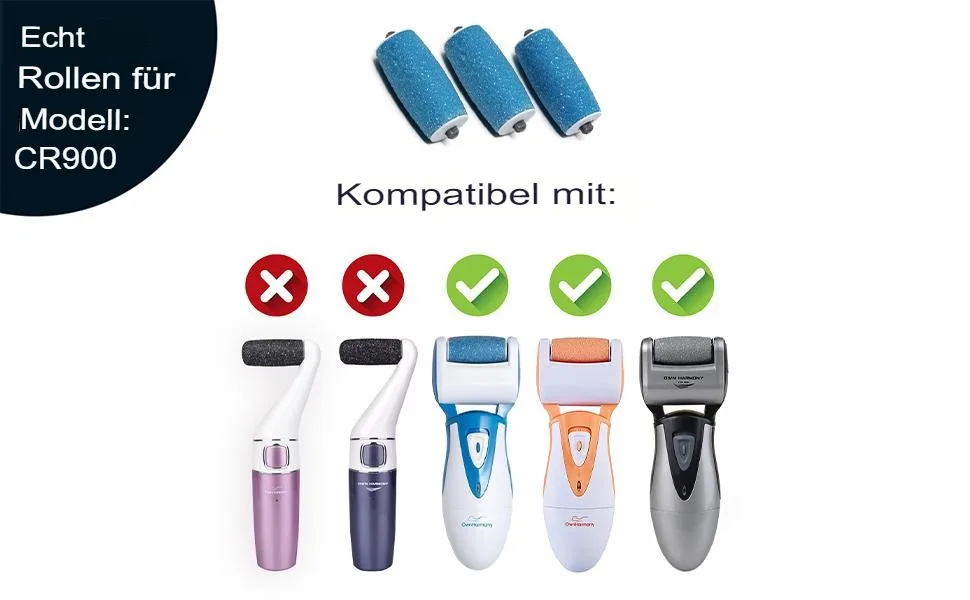 Extra strong refill replacement rolls for OWN Harmony electrical corneal remover CR900: foot care for soft feet best pedicure file tools- 3-pack refill rollers (extra rough blue) blue- extra rough - product information 3