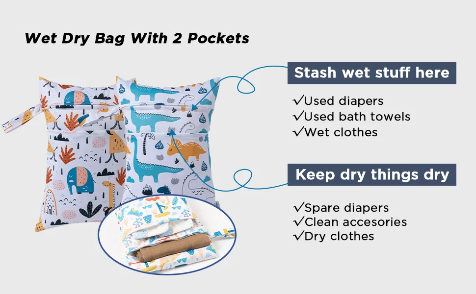 Hbselect 2PCs diaper bag Waterproof reusable diaper bag bag with zipper wet wipes organizer for babies and toddler polygon * 2 - wasserdichte Wiederverwendbare Wickeltasche