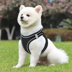 Heele dog harness adjustable anti train dishes reflective breathable dishes dogs light breast dishes small dogs for walking training reflective black m m (1 Pack) r-black - product information 4