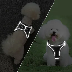 Heele dog harness adjustable anti train dishes reflective breathable dishes dogs light breast dishes small dogs for walking training reflective black m m (1 Pack) r-black - product information 6