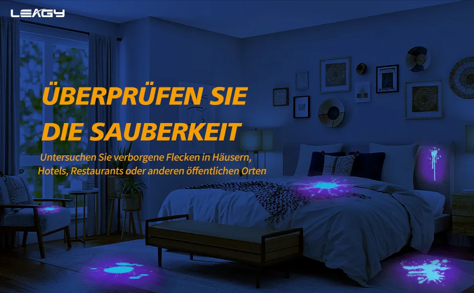 Leagy 2-pack Mini-UV flashlight with 9 LEDs and batteries-pet urine detector for dog/cat fluorescent agents dry spots falsification detection banknotes bed bugs etc. (green) - Untersuchen Sie verborgene Flecken in Häusern, Hotels, Restaurants oder anderen öffentlichen Orten